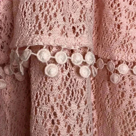 Free People Lace Tank Small Layered Peplum Flowy Peach Color - Picture 5 of 10
